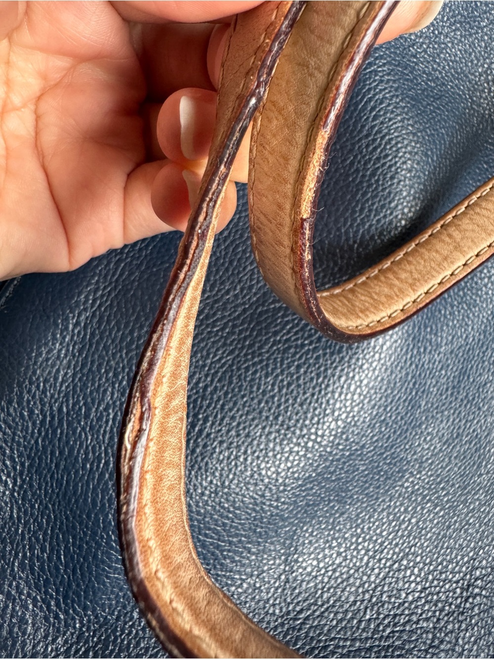 Michael Kors Leather Shoulder Tote Bag Navy Blue - Picture 15 of 16